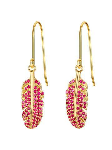 Glanzstücke München Ohrringe Feder aus Sterling Silbermit Zirkonia in gelbgold