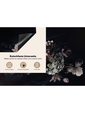 KitchenYeah Herdabdeckplatte Blumenstrauß rosa weiß