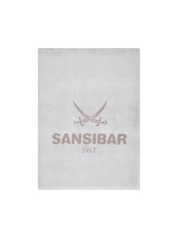 Sansibar Kuscheldecke "Hochtief-Design" in Offwhite/Taupe, 150x200 cm