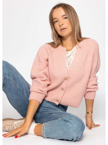 SASSYCLASSY Cardigan mit V-Ausschnitt in Altrosa