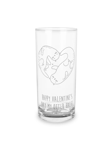 Mr. & Mrs. Panda Wasserglas Otter Valentine mit Spruch in Transparent