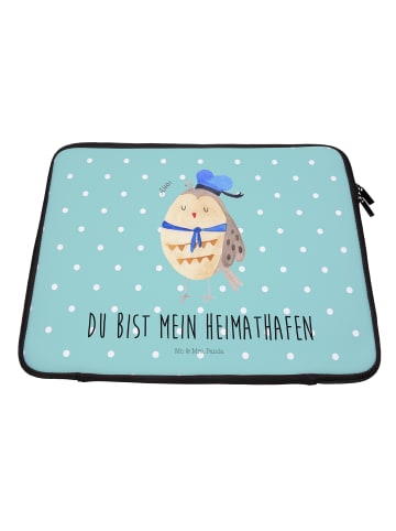 Mr. & Mrs. Panda Laptoptasche Eule Matrose mit Spruch in Türkis Pastell