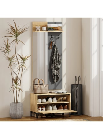 HOMCOM Garderobe Set-60L x 13,5B x 127,5H cm-Naturholz