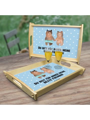 Mr. & Mrs. Panda holz serviertablett Bär Freundin mit Spruch in Blau Pastell