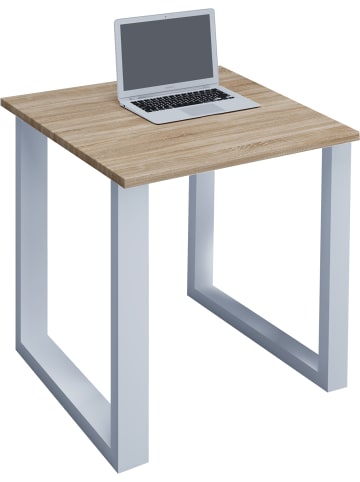 VCM  Holz Schreibtisch Bürotisch Computertisch Lona U in Weiß / Sonoma-Eiche