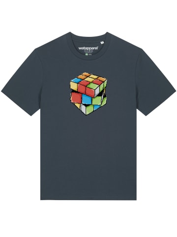 wat? Apparel T-Shirt Pixel Zauberwürfel in India Ink Grey