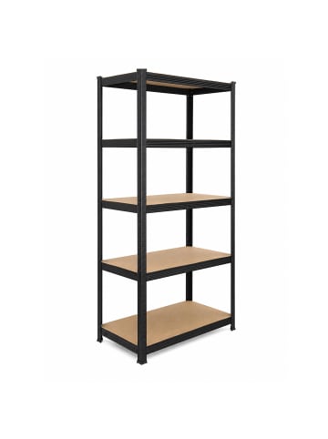 relaxdays Schwerlastregal in Schwarz/ Braun - (B)90 x (H)200 x (T)60 cm
