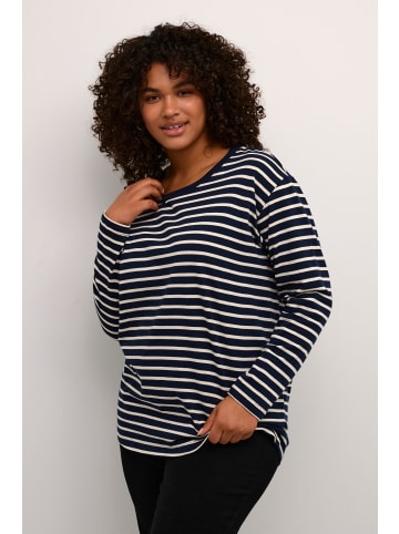KAFFE curve Langarm-Shirt KCwinni Loose fit in Midnight / Antique White