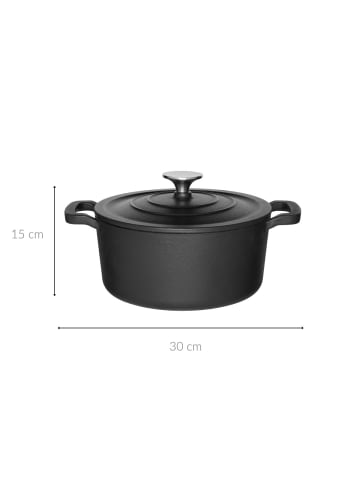 Maku Gusseisenkessel mit Deckel in Schwarz, Ø 20 cm