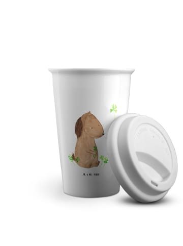 Mr. & Mrs. Panda ToGo Kaffeebecher Hund Kleeblatt ohne Spruch in Weiß