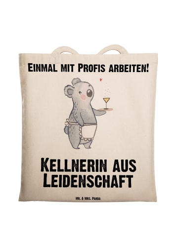 Mr. & Mrs. Panda Schultasche Kellnerin Leidenschaft mit Spruch in Creme