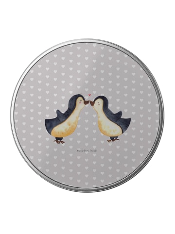 Mr. & Mrs. Panda Blechdose rund Pinguin Liebe ohne Spruch in Grau Pastell