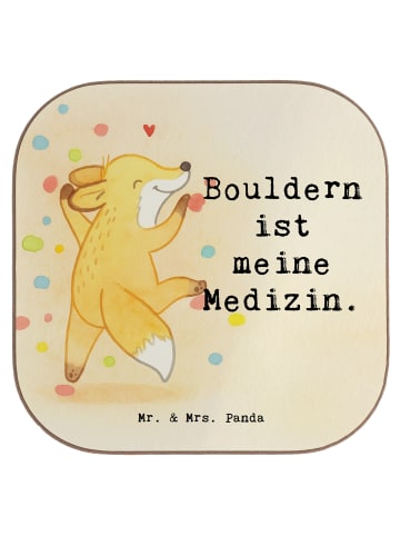 Mr. & Mrs. Panda Holzuntersetzer Fuchs Bouldern Design mit Spruch in Weiß