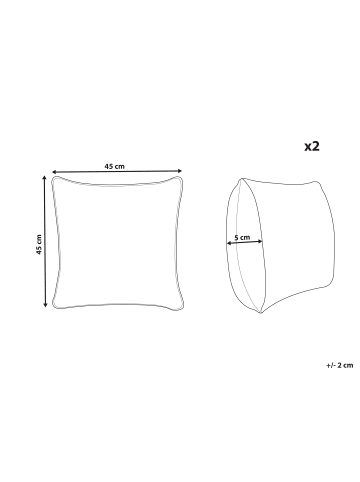 Beliani 2er-Set Dekokissen AGLAIA in Weiß/Grün