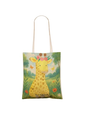 Mr. & Mrs. Panda Tote Bag Giraffe Blumenkranz Design ohne Spruch in Weiß