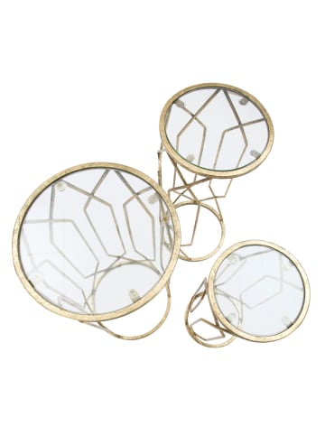 Mauro Ferretti Set aus 3 runden, goldfarbenen Metalltischen, Ø cm 32x71-28x65-23x61