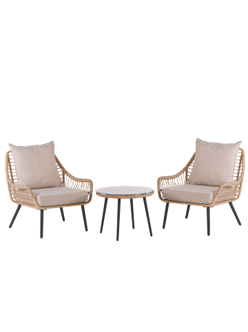 Beliani 3-tlg Bistro Set LAURETO in Braun/Schwarz/Beige