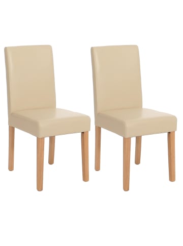 MCW 2er-Set Esszimmerstuhl Littau, Kunstleder, creme, helle Beine