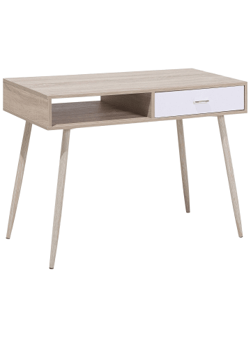 Beliani Schreibtisch DEORA in Braun/Weiß - (W) 100 x (H) 76 x (L) 48 cm