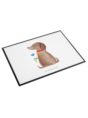 Mr. & Mrs. Panda Schreibunterlage Hund Blume ohne Spruch in Weiß