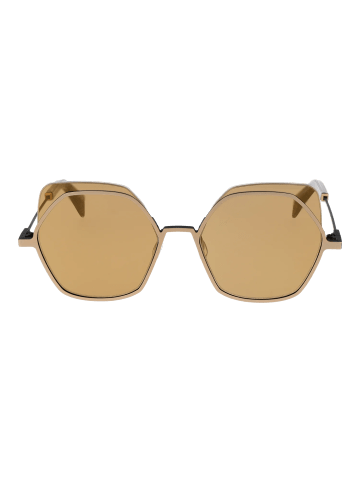 Yohji Yamamoto Unisex Sonnenbrille Geometrisch Gold