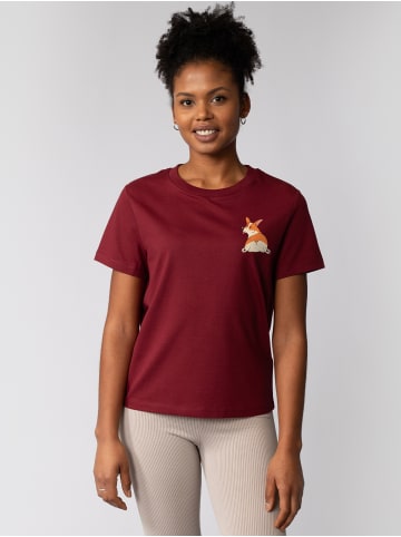 wat? Apparel T-Shirt Corgi in Weinrot