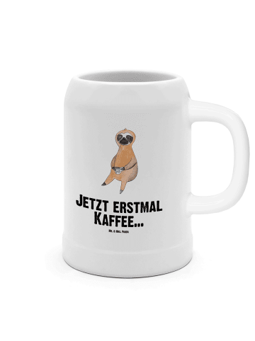 Mr. & Mrs. Panda Bierhumpen Faultier Kaffee mit Spruch in Weiß