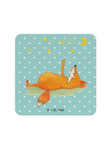 Mr. & Mrs. Panda Tassenuntersetzer Fuchs Sterne ohne Spruch in Türkis Pastell