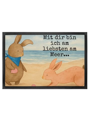 Mr. & Mrs. Panda Vorleger Hasen Muschel Design mit Spruch in Weiß
