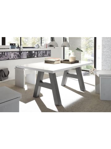 58 aufm Kessel ESSTISCH ausziehbar Elia 3 140 x 90 x 75 Esszimmertisch Graphit/Weiß Matt Lack