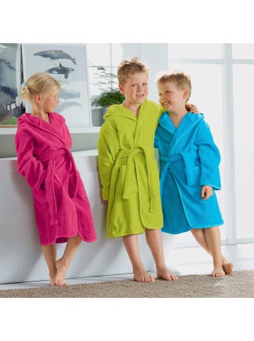 Erwin Müller Frottier Kinder-Bademantel mit Kapuze in türkis
