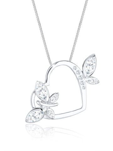 Elli Halskette 925 Sterling Silber Herz, Schmetterling in Weiß