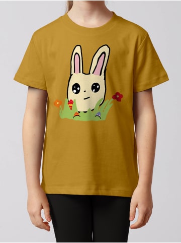 wat? Apparel T-Shirt Osterhase mit Blumen in Ocker