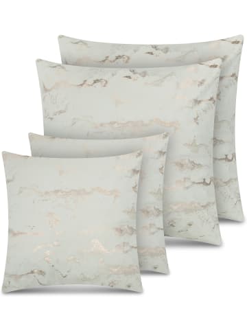 Aspero 4 Kissenbezüge mit Marmordesign 2x 45x45 cm, 2x 60x60 cm Carrara in Rosa
