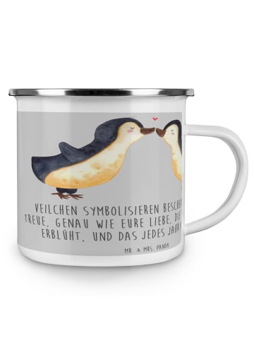 Mr. & Mrs. Panda Kaffeetasse 13. Hochzeitstag Veilchenhochzeit m... in Heather Grey