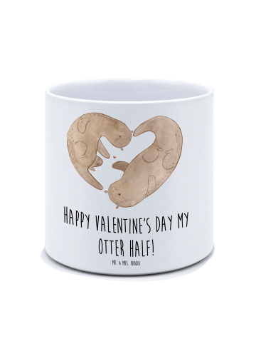 Mr. & Mrs. Panda XL Blumentopf Otter Valentine mit Spruch in Weiß