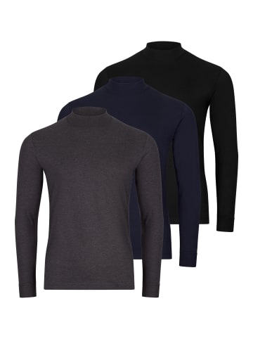 Ragman Langarmshirt Basic in Dunkelgrau / dunkelblau / schwarz