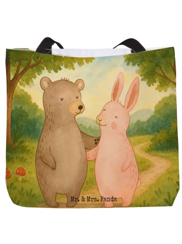 Mr. & Mrs. Panda Strandtasche Bär und Hase Umarmen Design ohne S... in Weiß