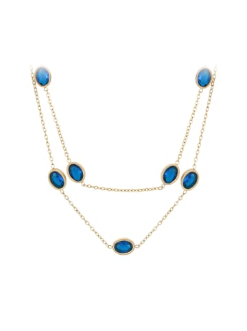 faina Women Multi Chain Necklace in Gold Royal Blue