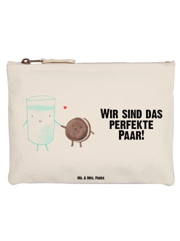 Mr. & Mrs. Panda Schminktasche Milch Keks mit Spruch in Weiß