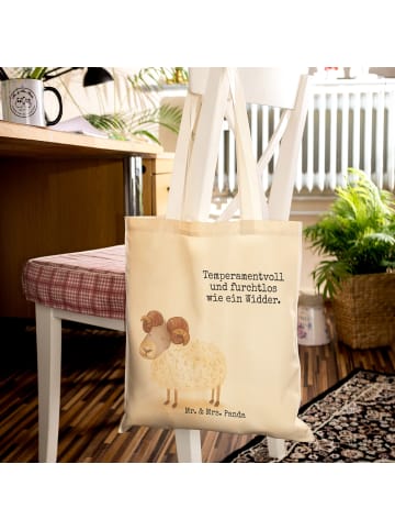Mr. & Mrs. Panda Stoffbeutel Sternzeichen Widder Design mit Spruch in Weiß