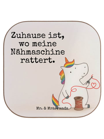 Mr. & Mrs. Panda Untersetzer Einhorn Näherin Design mit Spruch in Weiß