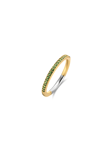 Ti Sento Milano Ring "Halbeternity mit grünen Steinen bicolor" in Gold