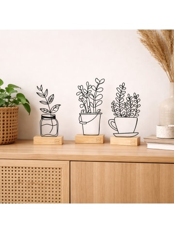 UNUS Aufsteller Eimer,Einmachglas,Tasse mit Blumen 3er Se in Schwarz