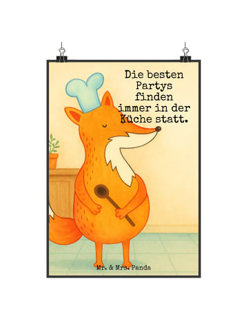 Mr. & Mrs. Panda Poster Fuchs Koch Design mit Spruch in Weiß