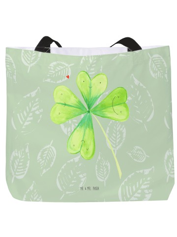 Mr. & Mrs. Panda Stofftasche Blume Kleeblatt ohne Spruch in Blattgrün