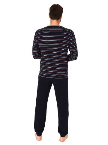 NORMANN Frottee Schlafanzug lang Pyjama RingelMuster - 82360 in rot