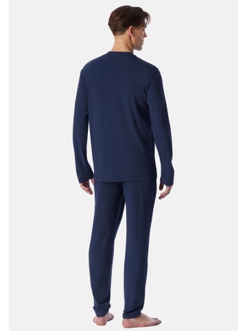 Schiesser Schlafanzug Selected Premium Warming in Deep blue