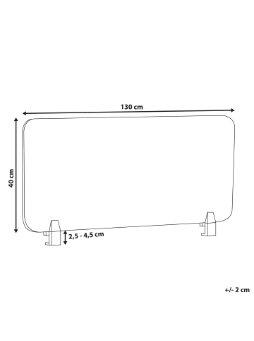 Beliani Schreibtischtrennwand WALLY in Rot - (W) 130 x (H) 40 x (L) 2 cm