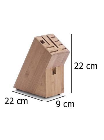 Zeller Bambus Messerständer, Messerblock in Braun, (B) 9 x (H) 22 x (L) 22 cm
